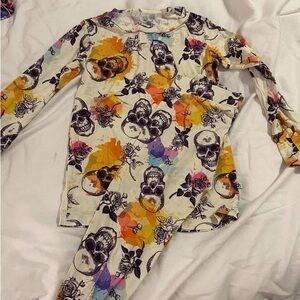 Colorful Skull Print Kids Pajama Set